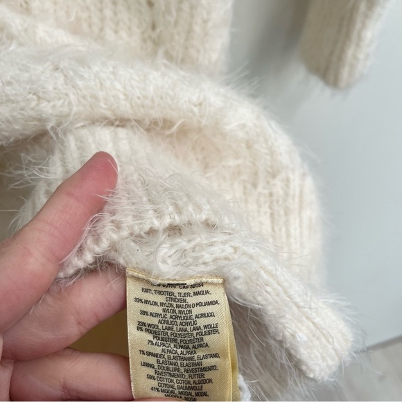 Anthropologie Sleeping on Snow Turtleneck eyelash sweater dress gray cream small - Picture 10 of 11